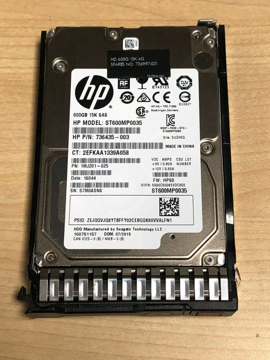 736997-001 736435-003 HPE 600GB 15K 6G SFF 2.5" SAS HARD DRIVE
