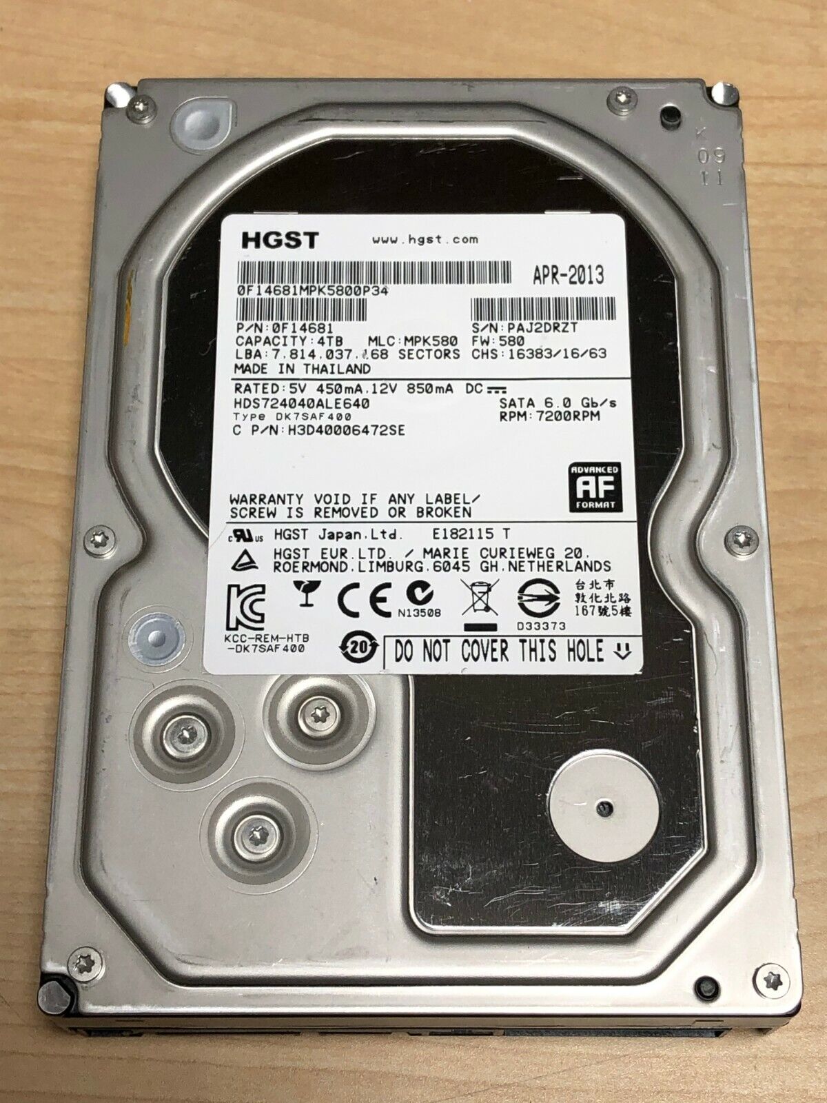 HGST Deskstar 3.5-Inch 4TB 7200 RPM SATA III 6Gbps 64MB Cache (0F14681) HDD