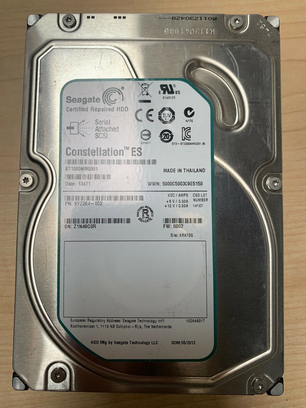 Seagate ST1000NM0001 1TB 7.2K SAS 6.0 Gbps 3.5 64MB ES HDD 512Bp/s