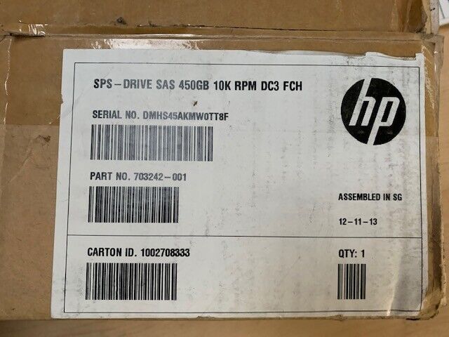 HP 703242-001 450Gb 10K RPM SAS DC3 FCH
