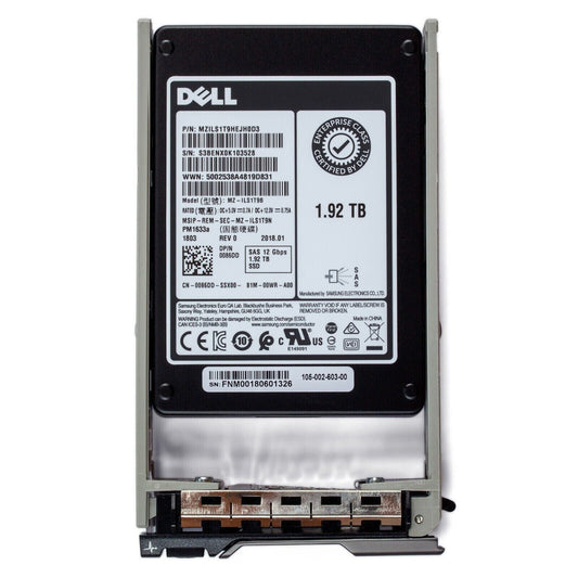 Dell 14G 1.92TB 2.5" Enterprise SAS 12Gbps Hotplug SSD Samsung PM1633a 086DD TLC