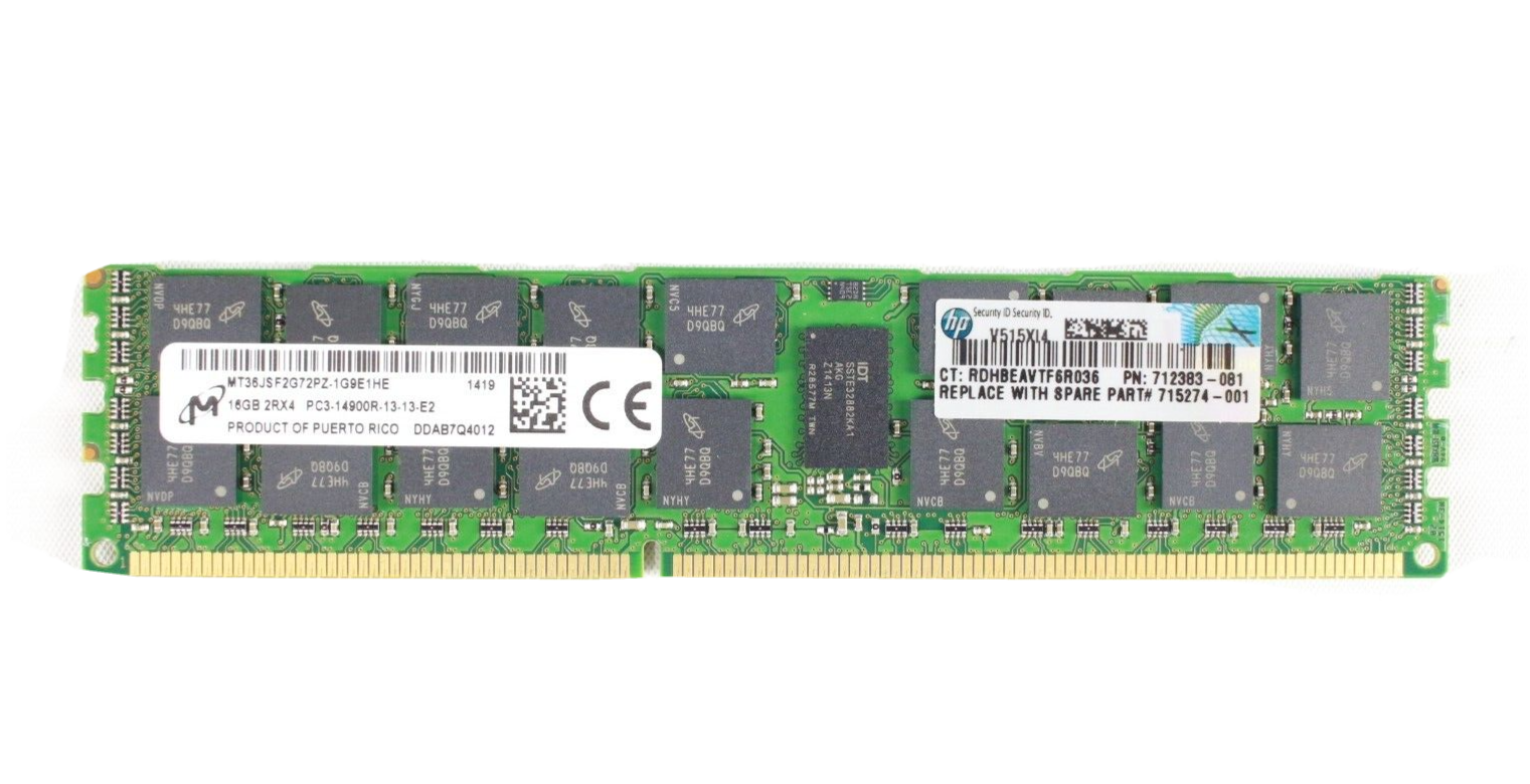 Lot of 10  Micron 16GB 2RX4 PC3-14900R Server RAM MT36JSF2G72PZ-1G9E1  HP