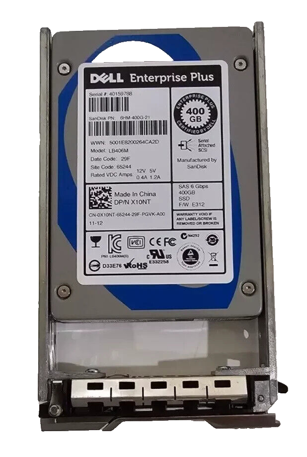 Dell Equallogic X10NT 400GB SAS 6GBS SSD LB406M 0X10NT PS6210 PS6110 PS6100 tray