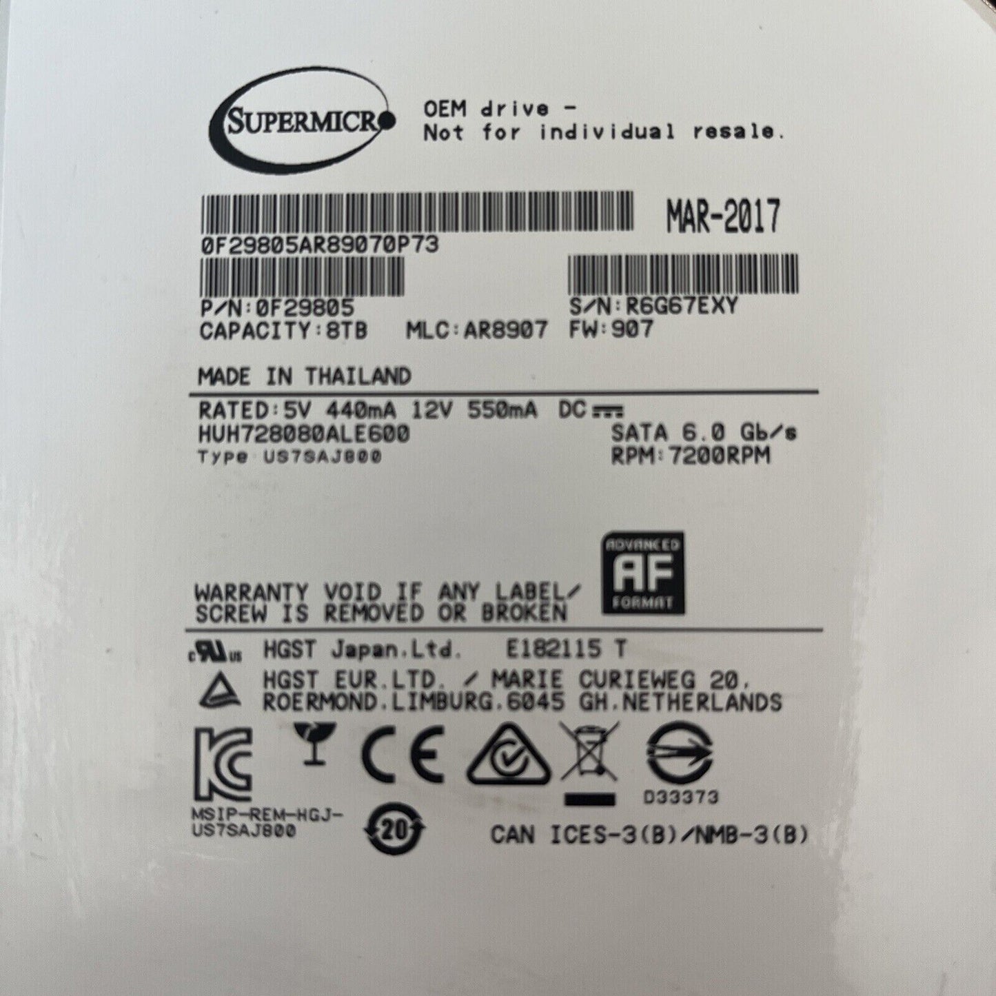 Supermicro OEM Drive - 8TB 7200RPM Server HDD 6.0 GB/s