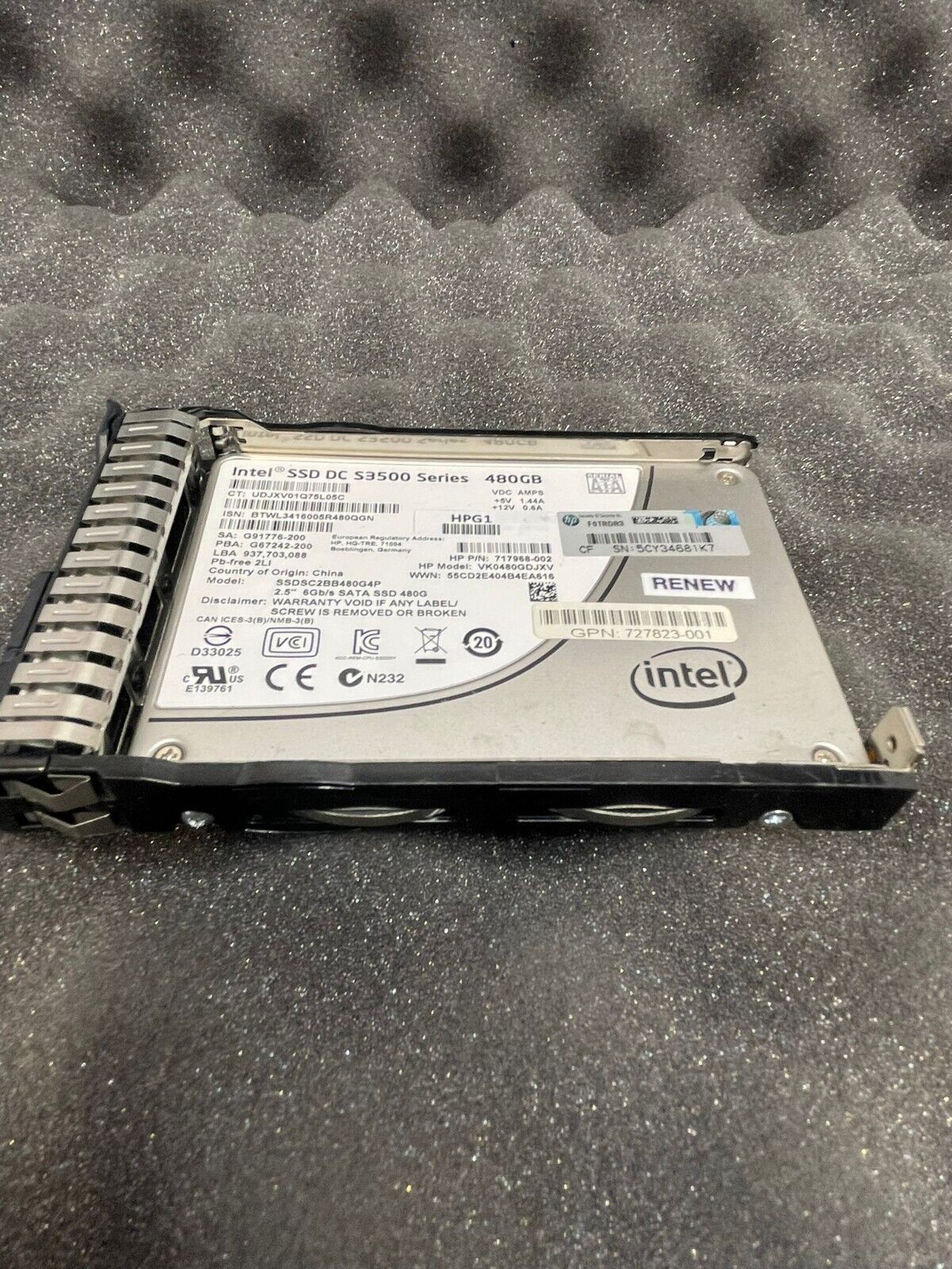 718138-001 717968-002 SSDSC2BB480G4P S3500 HPE 480GB 6G 2.5" SATA MLC SC EV SSD