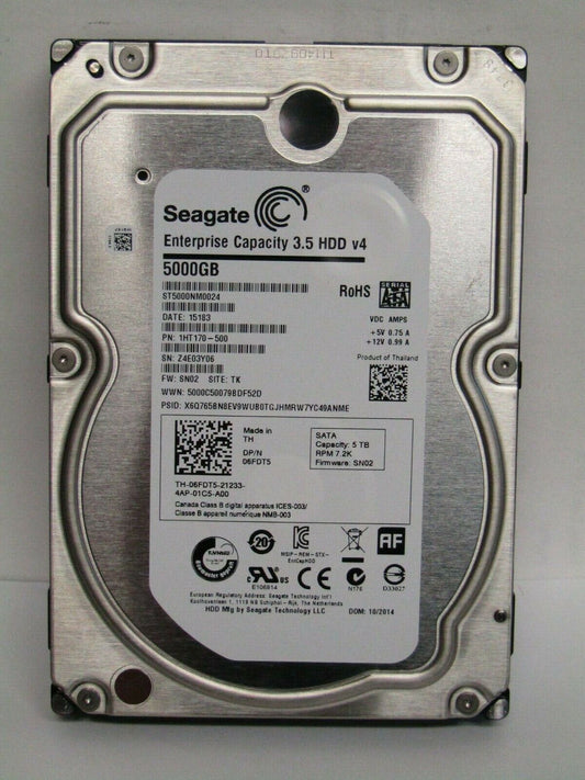Dell 6FDT5 Seagate Enterprise 3.5" 5TB 128MB 6Gbps SATA Hard Drive ST5000NM0024