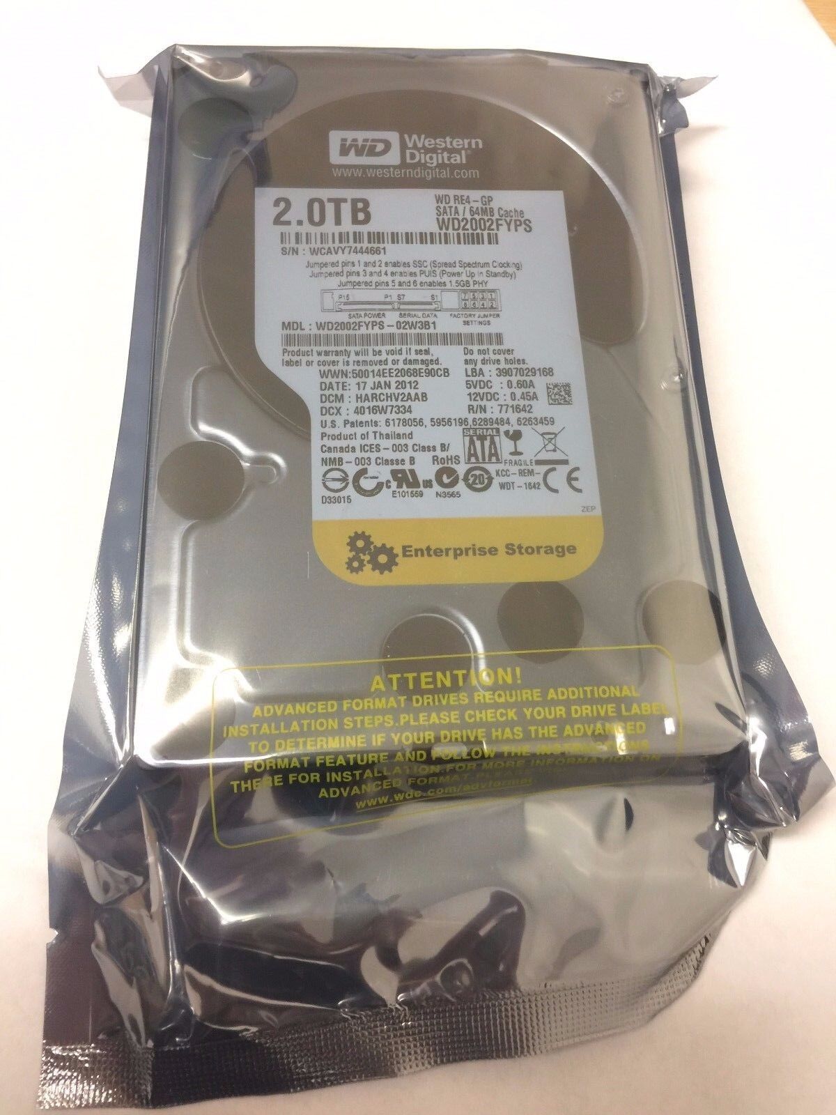 WD Western Digital RE4-GP WD2002FYPS 2 TB 3.5 64MB Enterprise  SATA Desktop HDD 