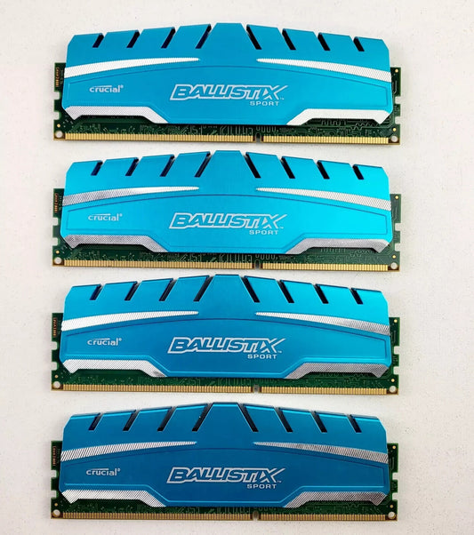 32GB Kit PC Gaming Memory Crucial BALLISTIX 8GB x4 DDR3-1600 PC3-12800 DIMM 240P