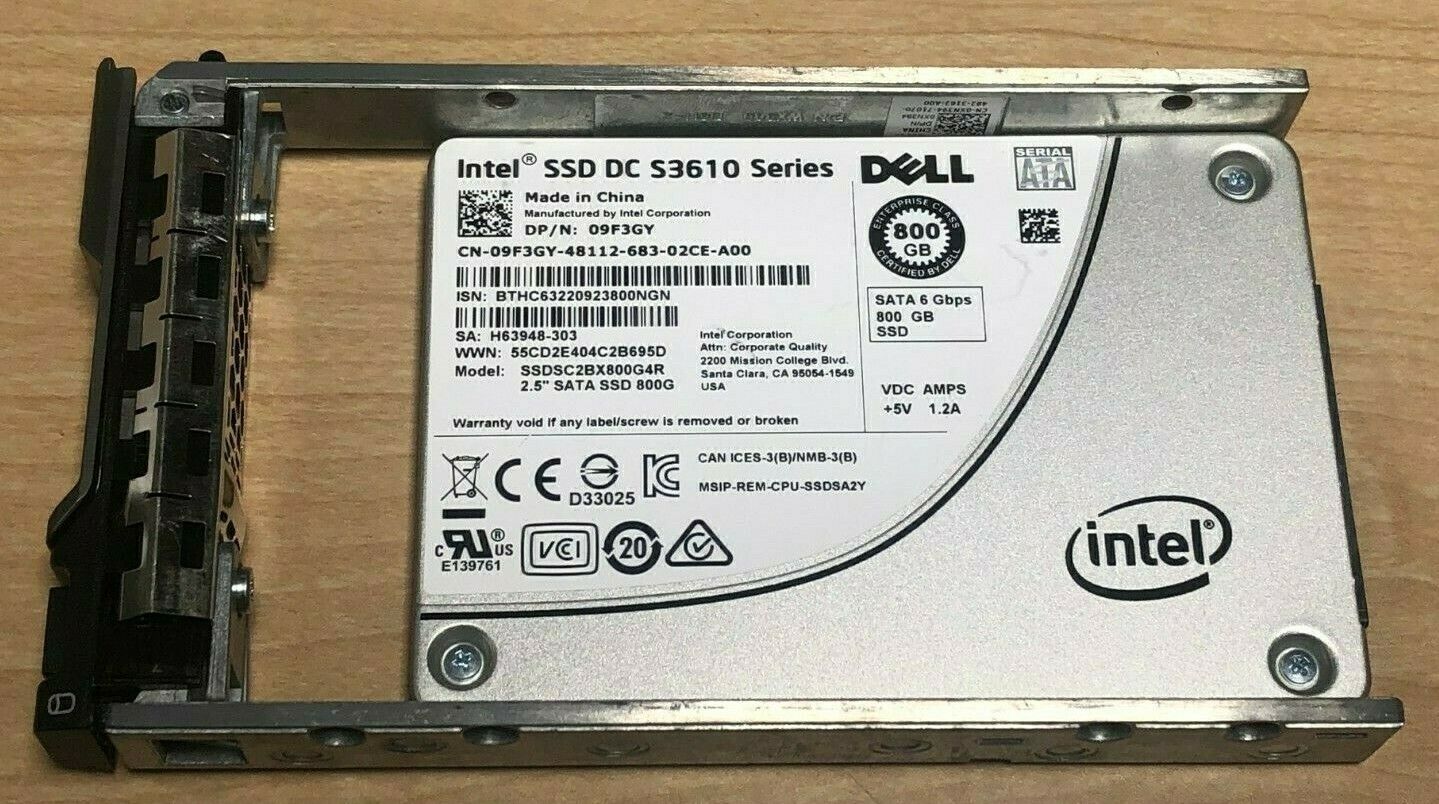 DELL INTEL 800GB 2.5" SATA S3610 SERIES SSDSC2BX800G4R 6.0Gbs SSD 9F3GY 09F3GY