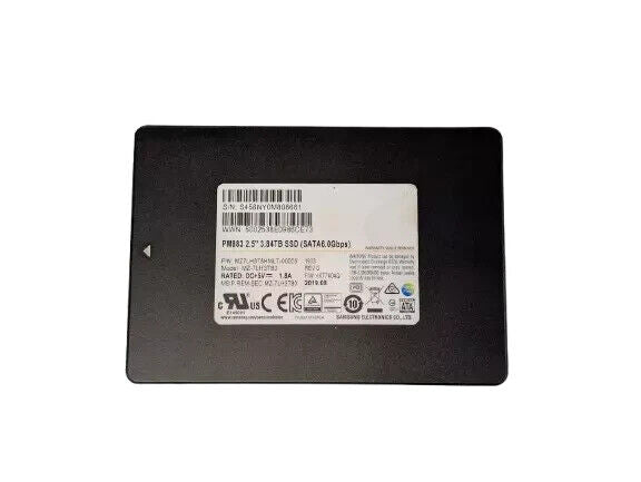 Samsung MZ-7LH3T80 3.84TB PM883 SATA 2.5" 6Gbps Solid State Drive
