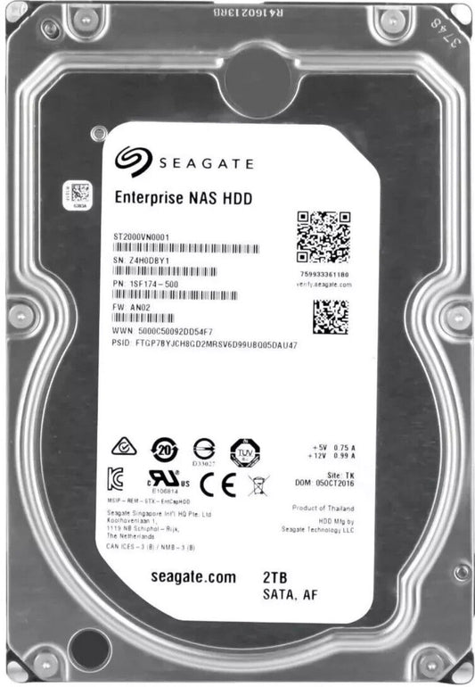 ST2000VN0001 2TB 7.2K 128MB SATA III 3.5' Hard Drive Seagate Enterprise NAS HDD