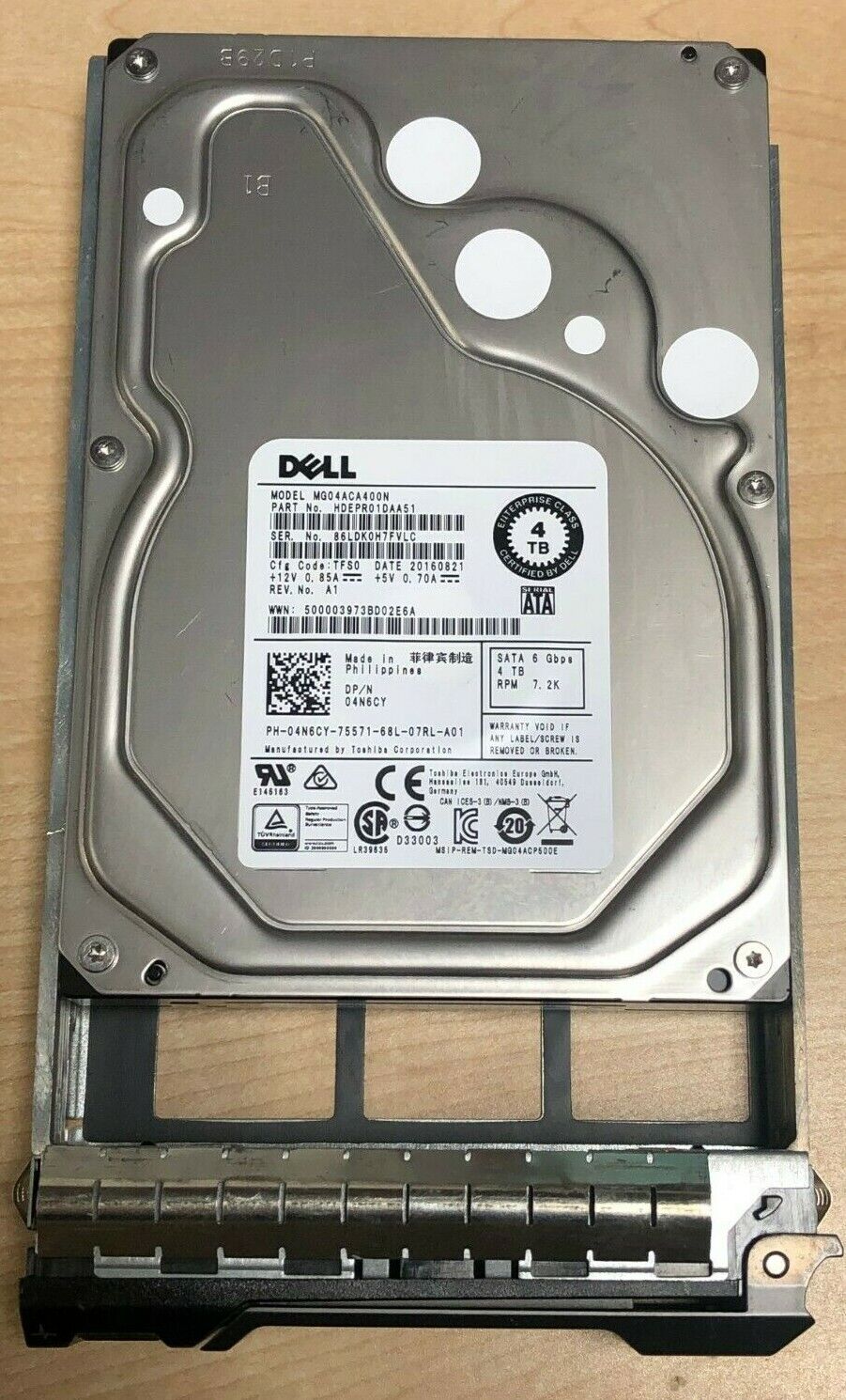 4N6CY Dell 4TB SATA 3.5" 6Gbps 7.2K RPM HDD MG04ACA400N 04N6CY hard drive HDD