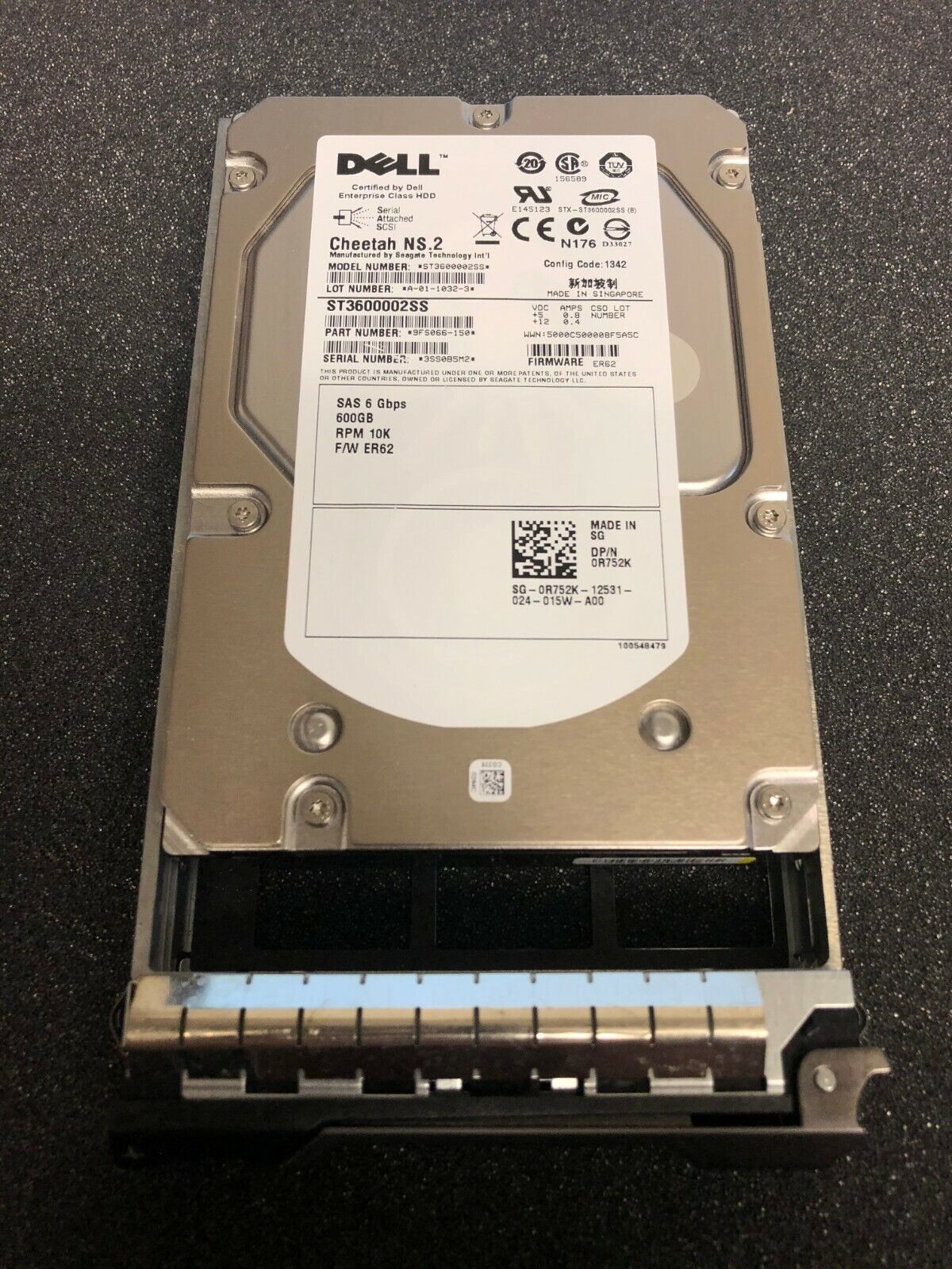 Dell R752K 600GB Seagate ST3600002SS 3.5" SAS 6Gbs 10K RPM Hard Drive