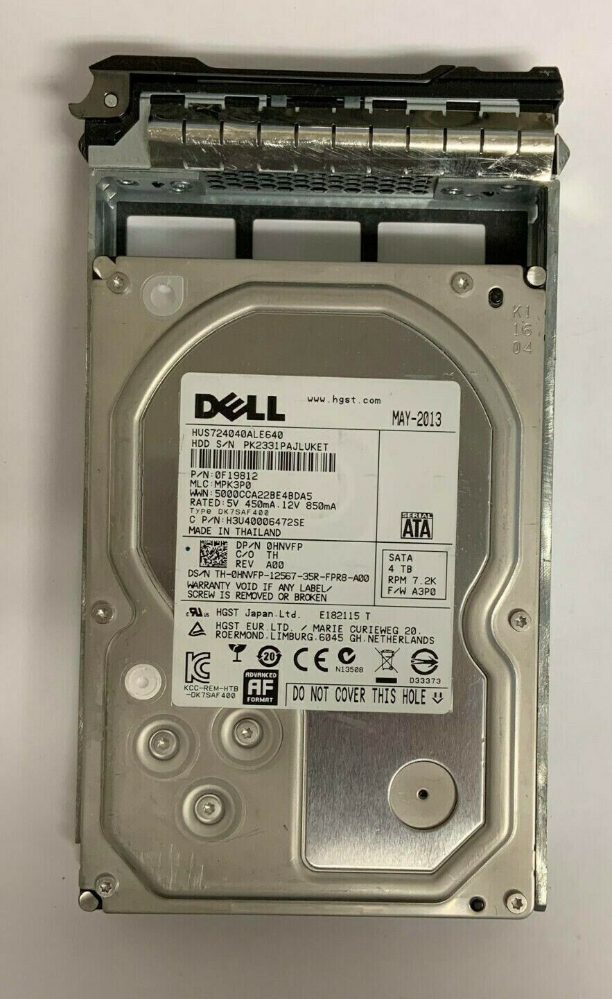 Dell (0F19812) 4TB 3.5 SATA 7.2Krpm 64mb 6Gb/s HDD  0HNVFP 13G PowerEdge HNVFP