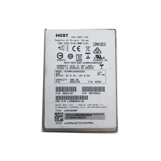 0B32140 EMC HGST 400GB 12GB/s SAS 2.5'' MLC SED SSD Solid State Drive