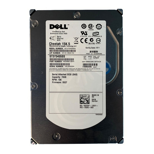 Dell GY581 Seagate 9Z3066-054 73.4GB 15000RPM SAS-2 16MB Cache 3.5" HDD