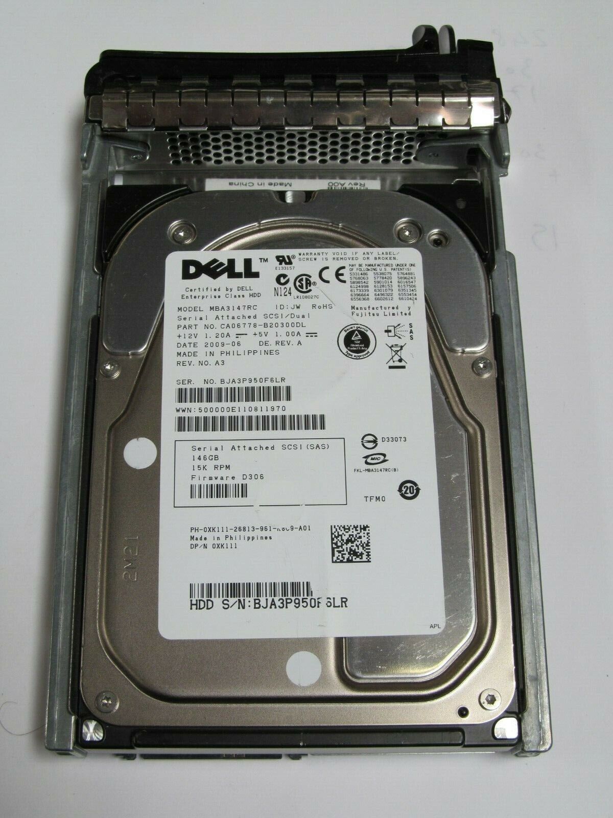 XK111/0XK111/MBA3147RC-FUJITSU/DELL- 147GB 15K 3.5" SAS HDD XK111