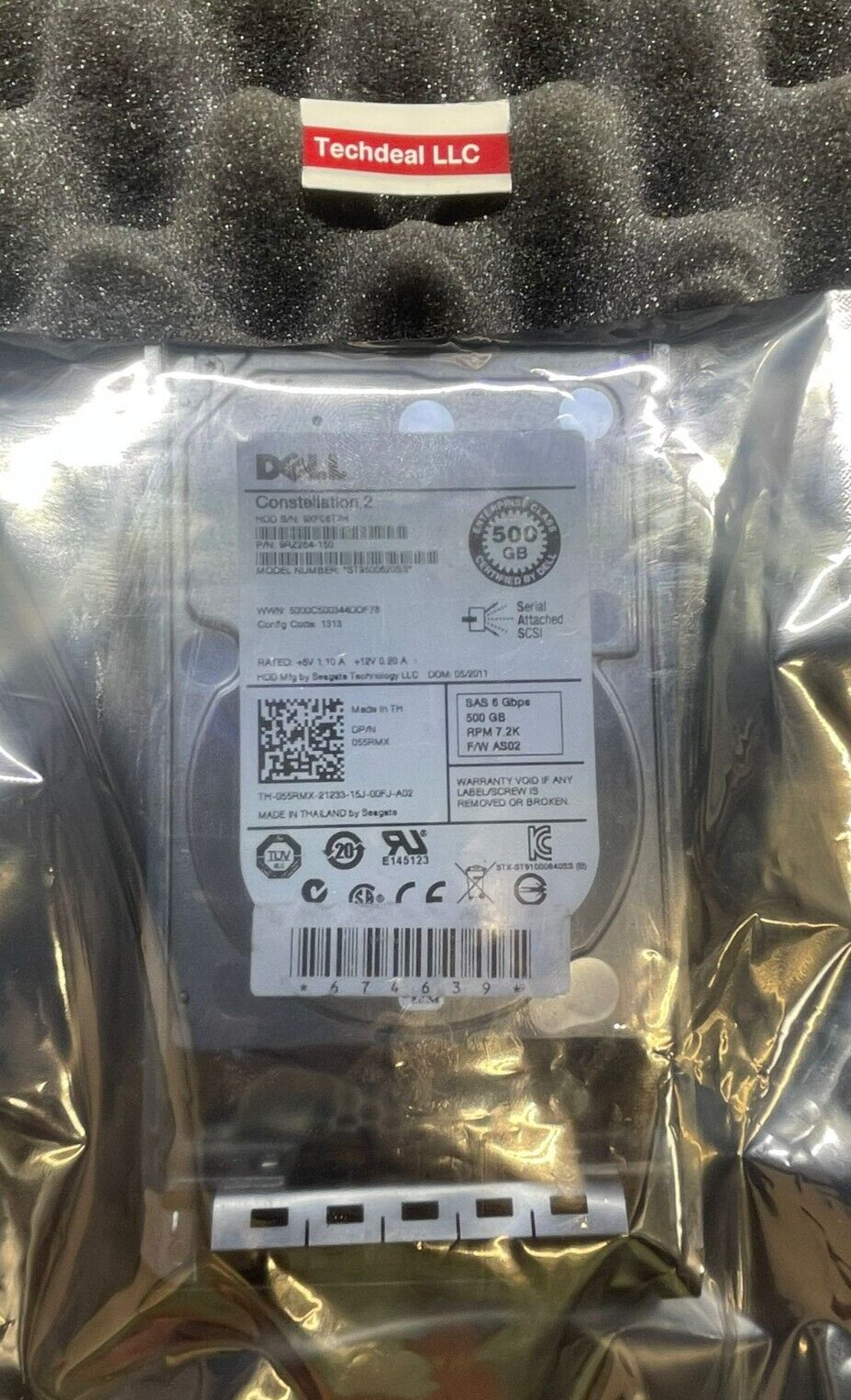 DELL R610 R620 R710 R720 R820 Server 500GB 7.2K SFF SAS Hard Drive w/Caddy 55RMX