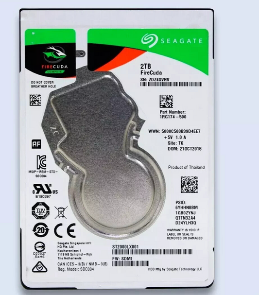 Seagate FireCuda ST2000LX001 2TB SSHD 2.5" SATA Laptop Solid State Hybrid Drive