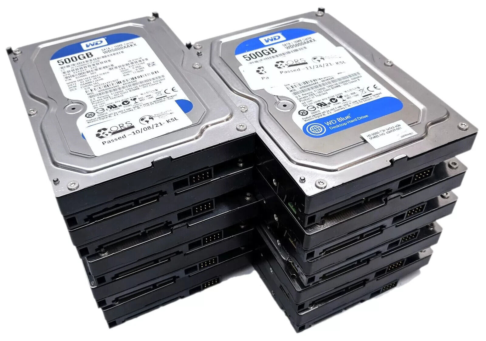 Lot 10 Western Digital WD Blue 500GB 7200RPM 3.5" Hard Drive HDD mix WD5000AAKX