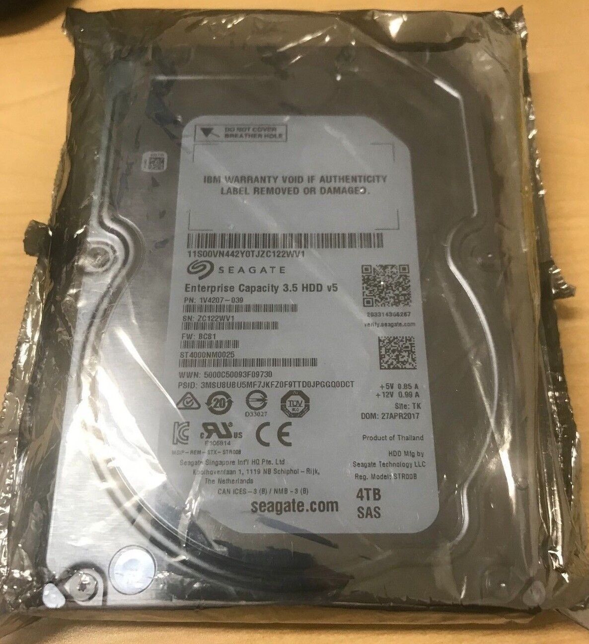 Seagate Enterprise  Hard Drive ST4000NM0025 V5 3.5 4TB SAS 3.5  128MB Cache IBM