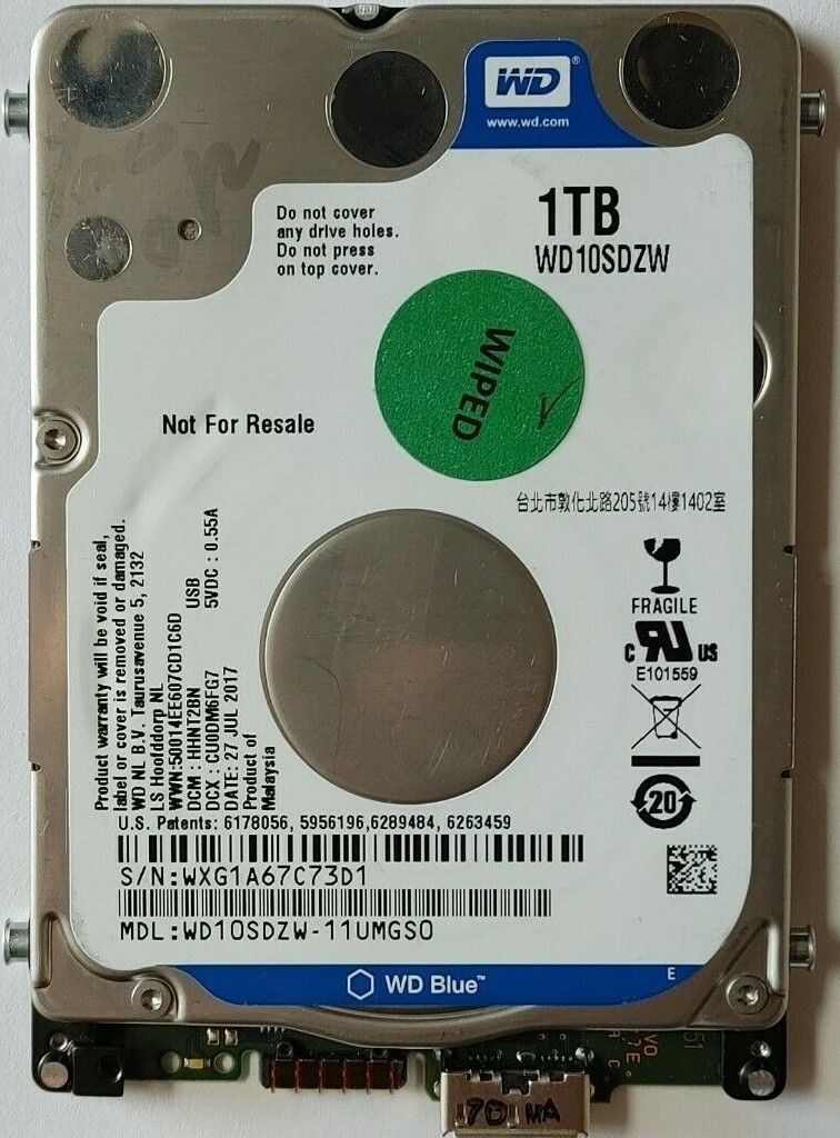 WESTERN DIGITAL USB 3.0 5400RPM 2.5" 1TB HARD DRIVE HDD