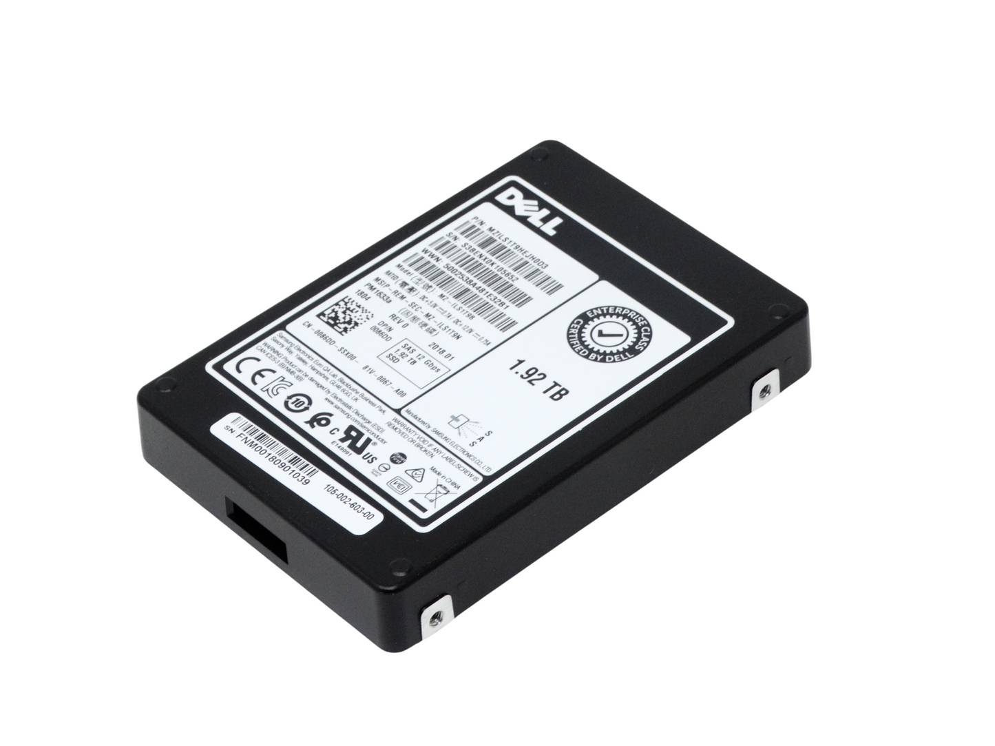 Dell 14G 1.92TB 2.5" Enterprise SAS 12Gbps Hotplug SSD Samsung PM1633a 086DD TLC