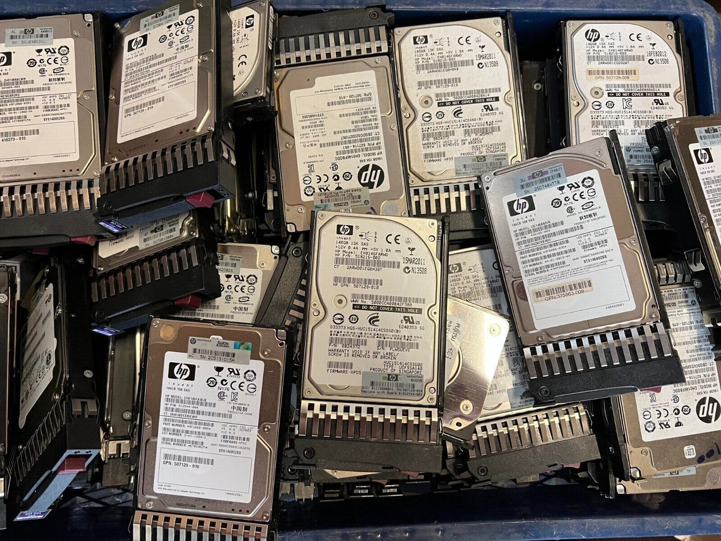 Lot of 10-mixed HP 627114-001 146GB 15K 6GB/s SAS 2.5" Hard Drives 