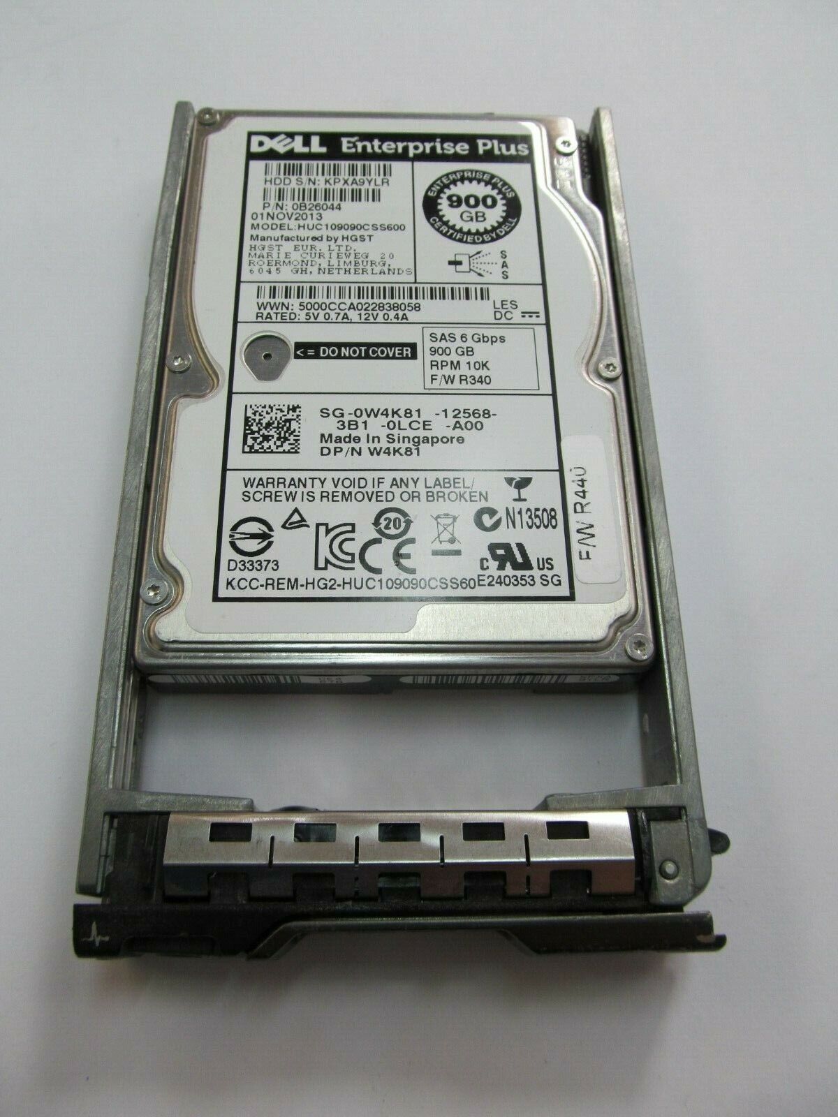 W4K81 0W4K81 HUC109090CSS600 0B26044 DELL 900GB 6G 10K SFF 2.5" SAS HARD DRIVE
