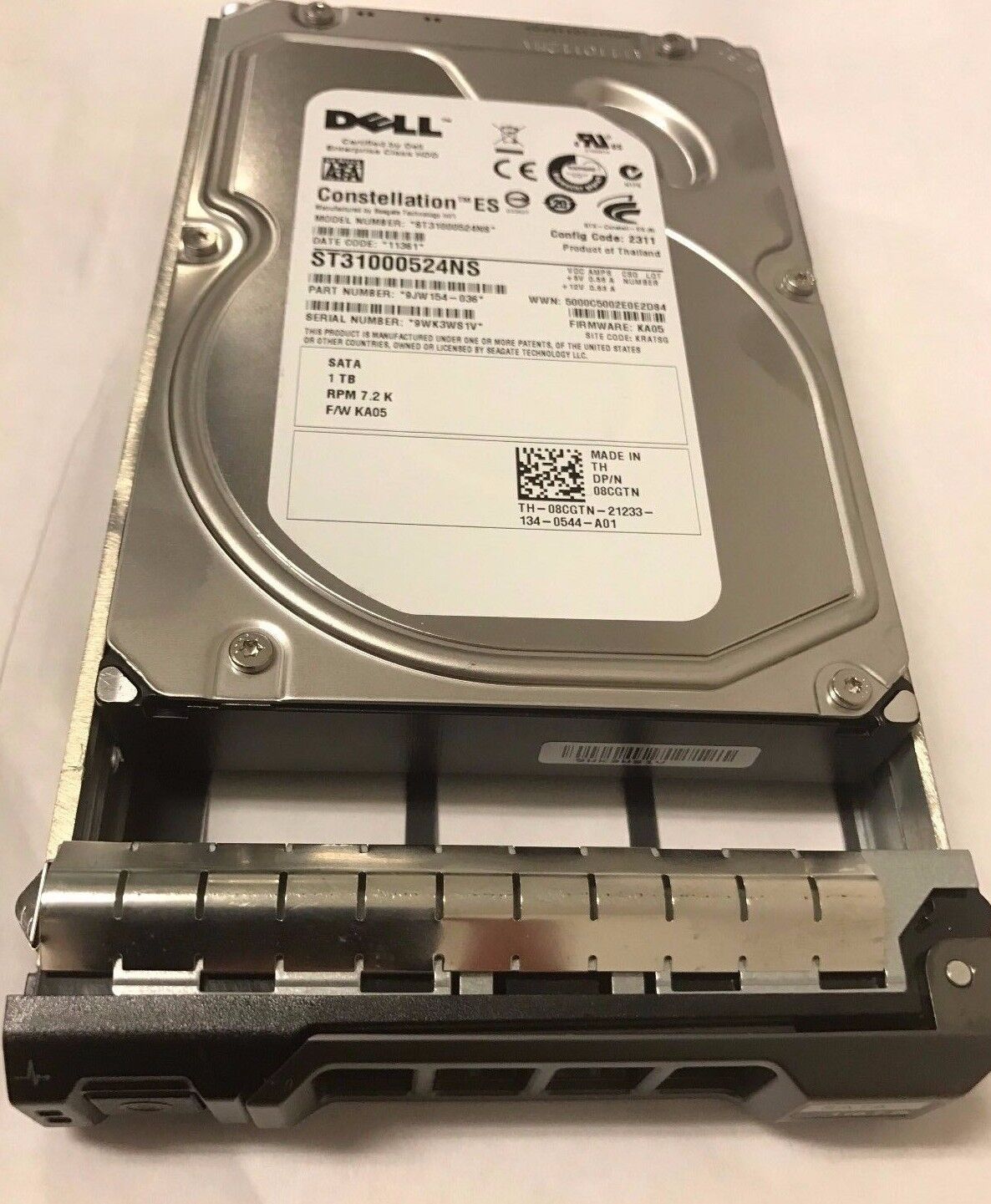 8CGTN 08CGTN ST31000524NS DELL 1TB 7.2K 32MB 3.5" SATA HARD DRIVE Ka05 tray