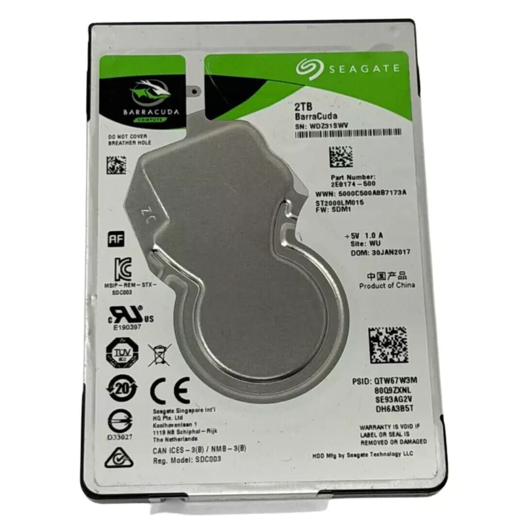 Seagate BarraCuda 2TB Internal 5400 RPM 2.5" Hard Drive For PC ST2000LM015