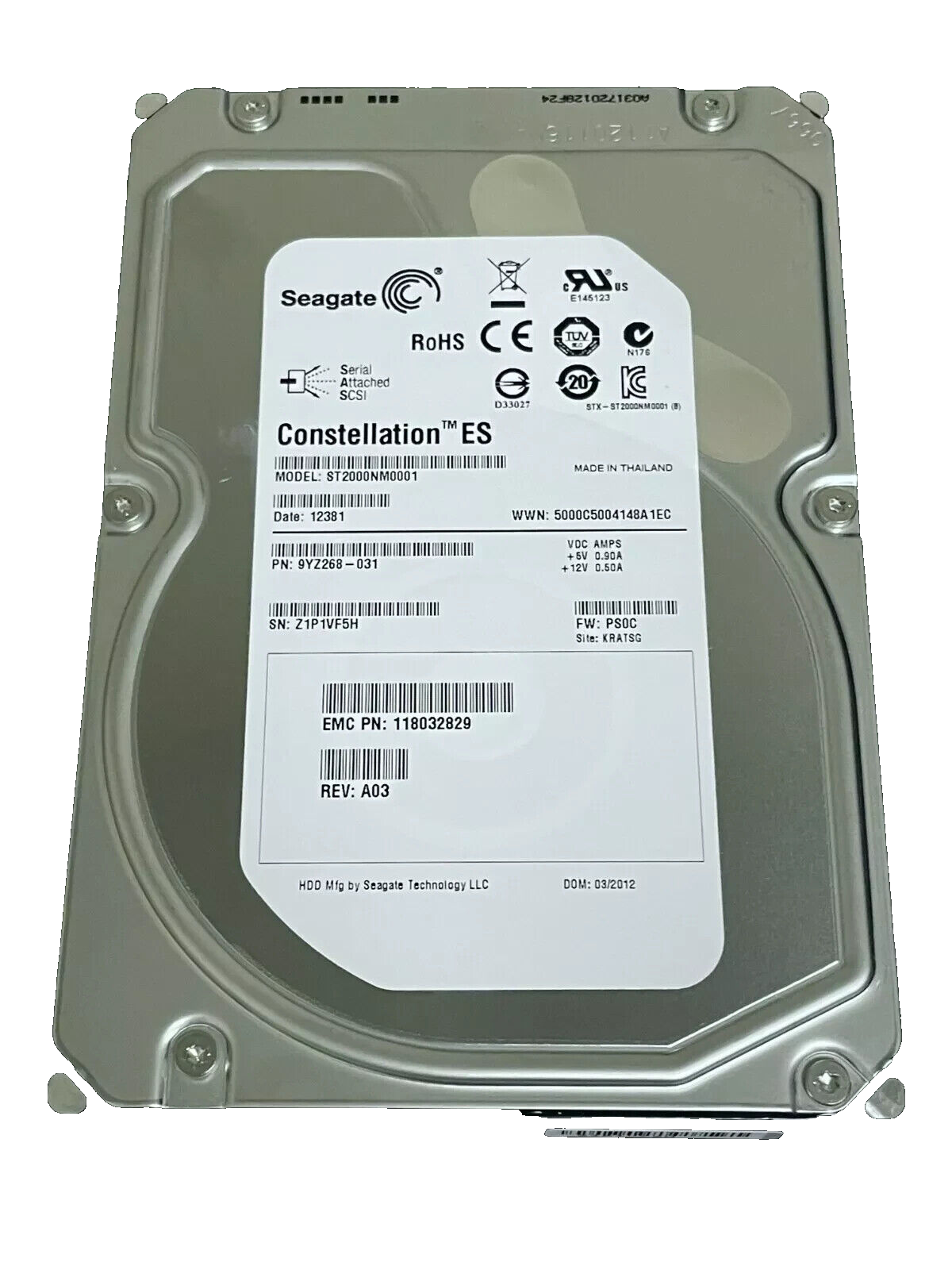 Seagate ST2000NM0001 2TB 3.5" SAS Server HDD