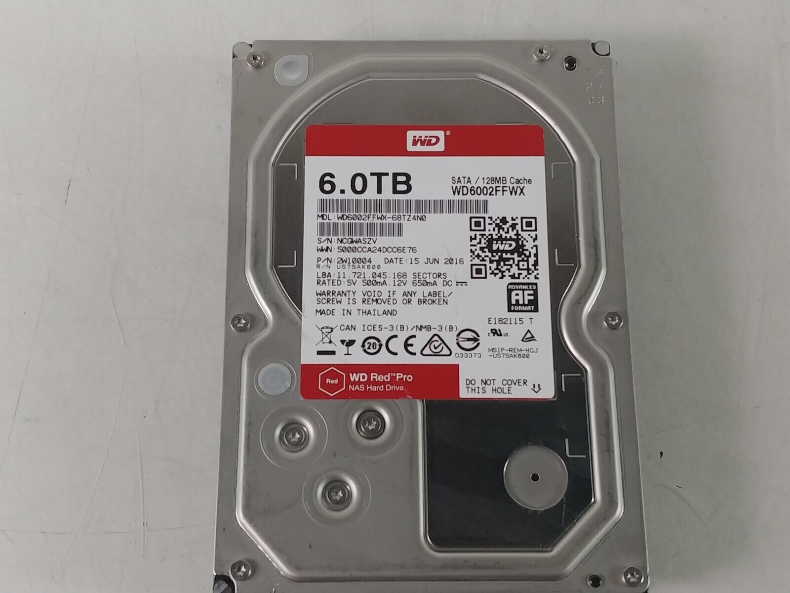 Western Digital WD RED PRO WD6002FFWX 6 TB SATA III 3.5 in NAS Hard Drive Drive
