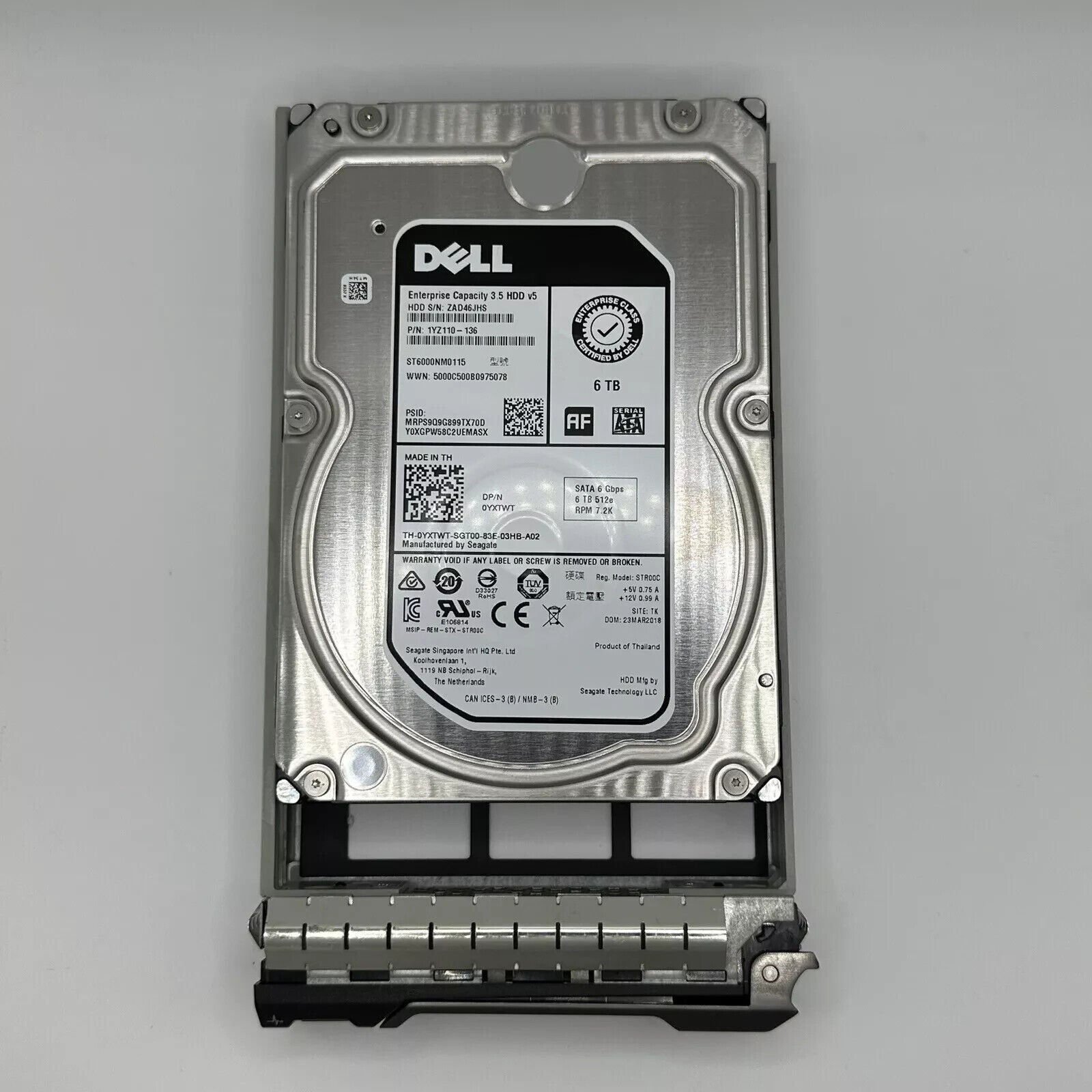 DELL YXTWT  0YXTWT  ST6000NM0115 6TB 7.2K 6G 3.5" SATA Enterprise Hard Drive