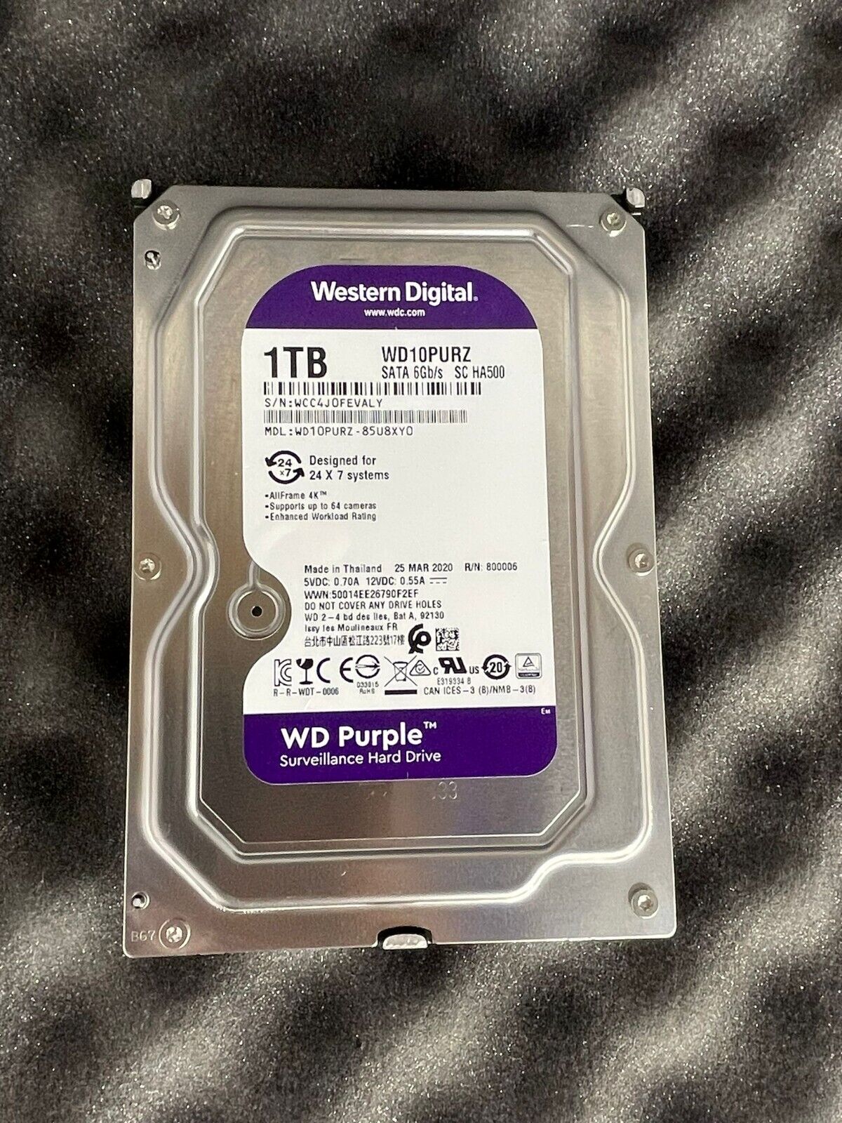 Western Digital WD10PURZ 1TB Hard Drive SATA 6 Gb/s 64MB Cache 3.5 Inch(M.Ref)