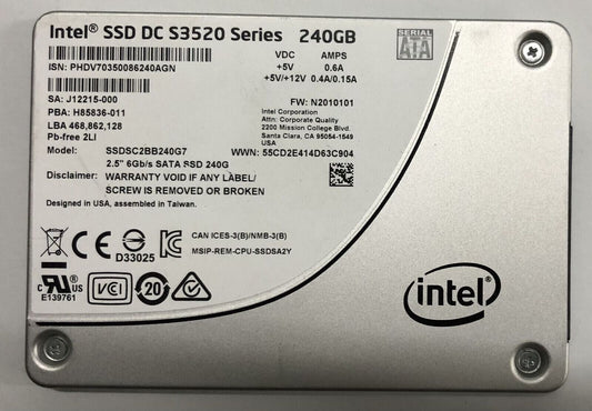 Intel SSD DC S3520 Series 240GB 2.5" Sata 6Gb/s Solid State Drive SSDSC2BB240G7