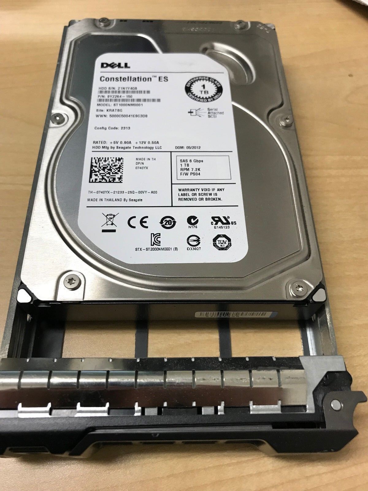 1TB 7.2K Nearline SAS 3.5" 6Gb/s Hard Drive Dell 740YX Seagate ST1000NM0001 HDD