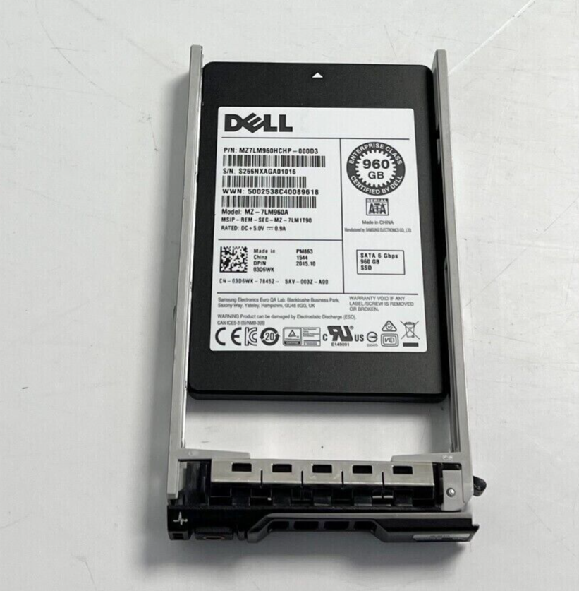Dell  3D6WK 960GB 2.5" 6Gbps Read Intensive SATA SSD Kit MZ-7LM960A hard drive