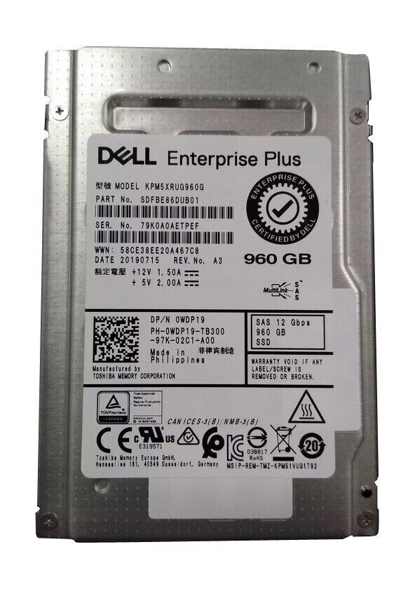 Dell 960GB SAS SSD Read Intensive 2.5in 12GB/s WDP19