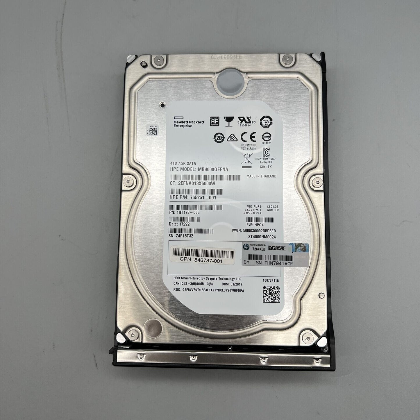 HPE 4TB 7.2K SATA HDD 846787-001 765251-001 MB4000GEFNA