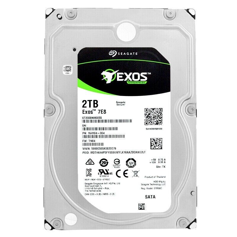 ST2000NM0055 Seagate Exos Enterprise 2TB 3.5" SATA 7.2K 128MB 1V4104 Hard Drive