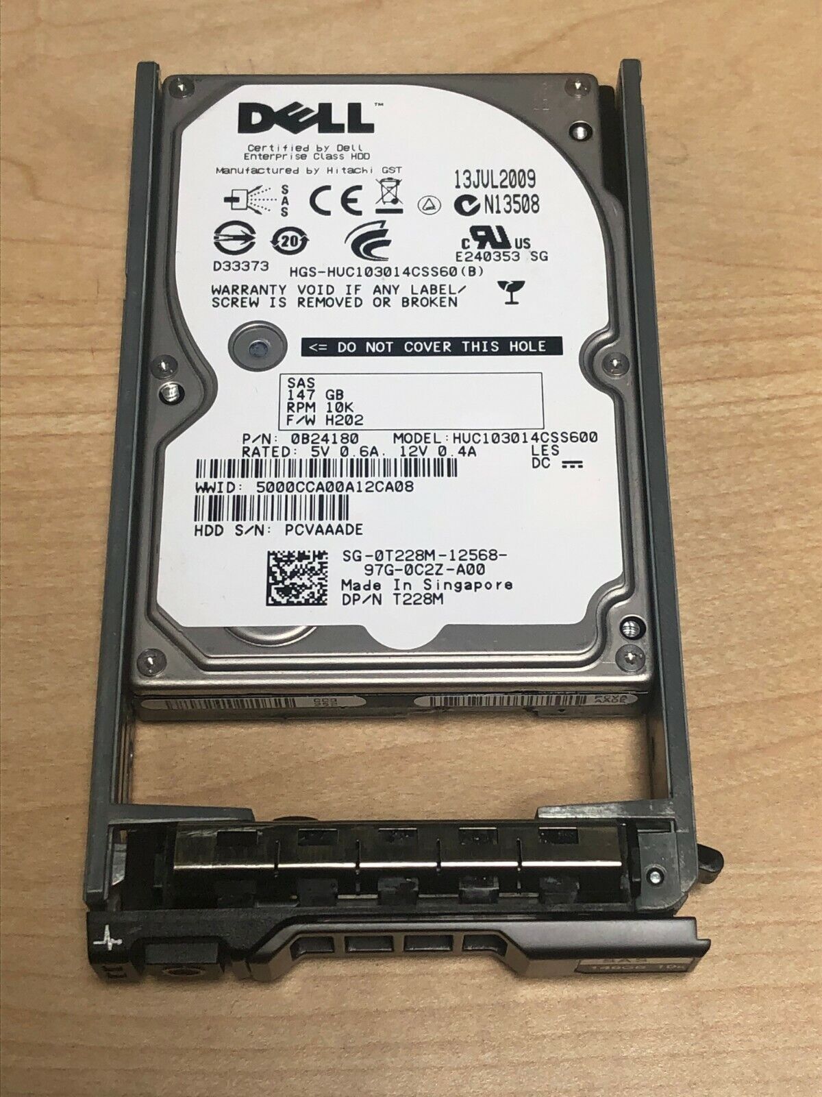 T228M 0T228M HUC103014CSS600 DELL 146GB 10K SFF 2.5" SAS HDD HARD DRIVE W/TRAY