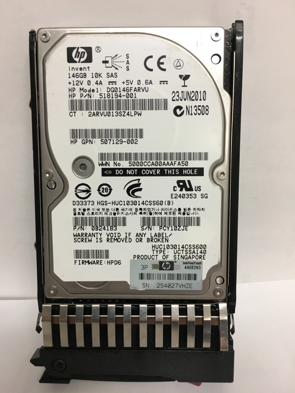 HP G5 G6 G7 2.5" 146GB 10K SAS SFF DP Hard Drive HDD 507129-002 418399-001 Tray
