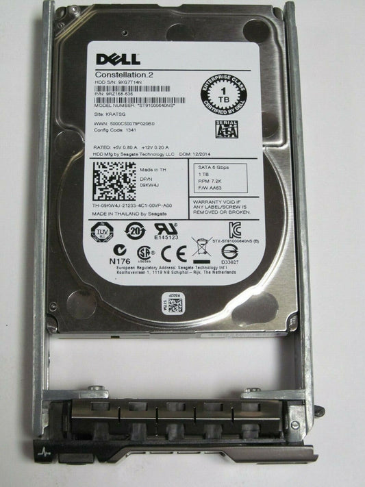 Dell 1TB 7.2K 2.5" 6G SATA 9KW4J 09KW4J ST91000640NS HDD Hard Drive w/ R Tray