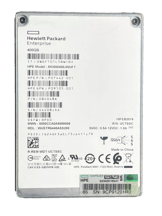 HPE 400GB SAS 12G MU SFF SSD MO000400JWUFT