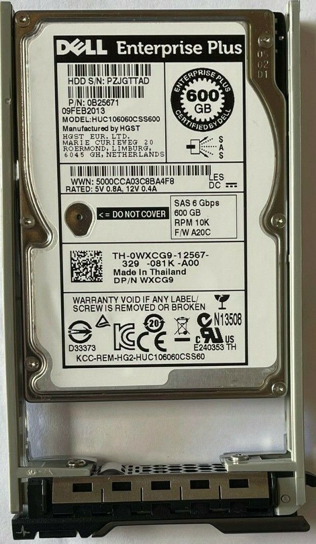 Dell EqualLogic 600Gb 10K 2.5" SAS Drive Hitachi HUC106060CSS600 0B25671 WXCG9
