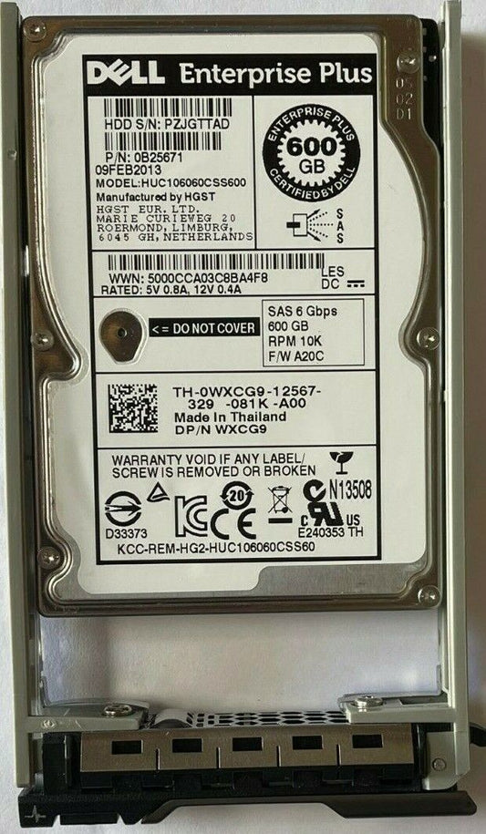 Dell EqualLogic 600Gb 10K 2.5" SAS Drive Hitachi HUC106060CSS600 0B25671 WXCG9