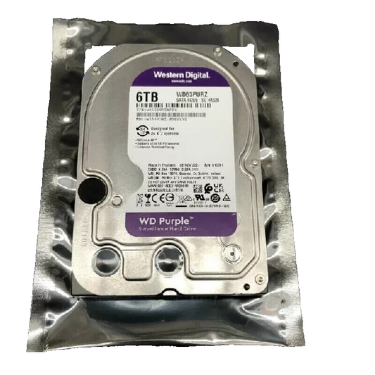 WD Purple Surveillance 6TB Internal Hard Drive 3.5" SATA HDD WD63PURZ