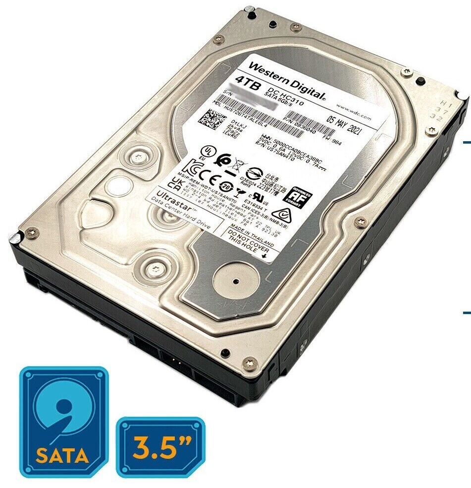 WD 4TB Ultrastar DC HC310 7200RPM SATA 3.5" hard drive 0b36040 hus726t4tale6l4