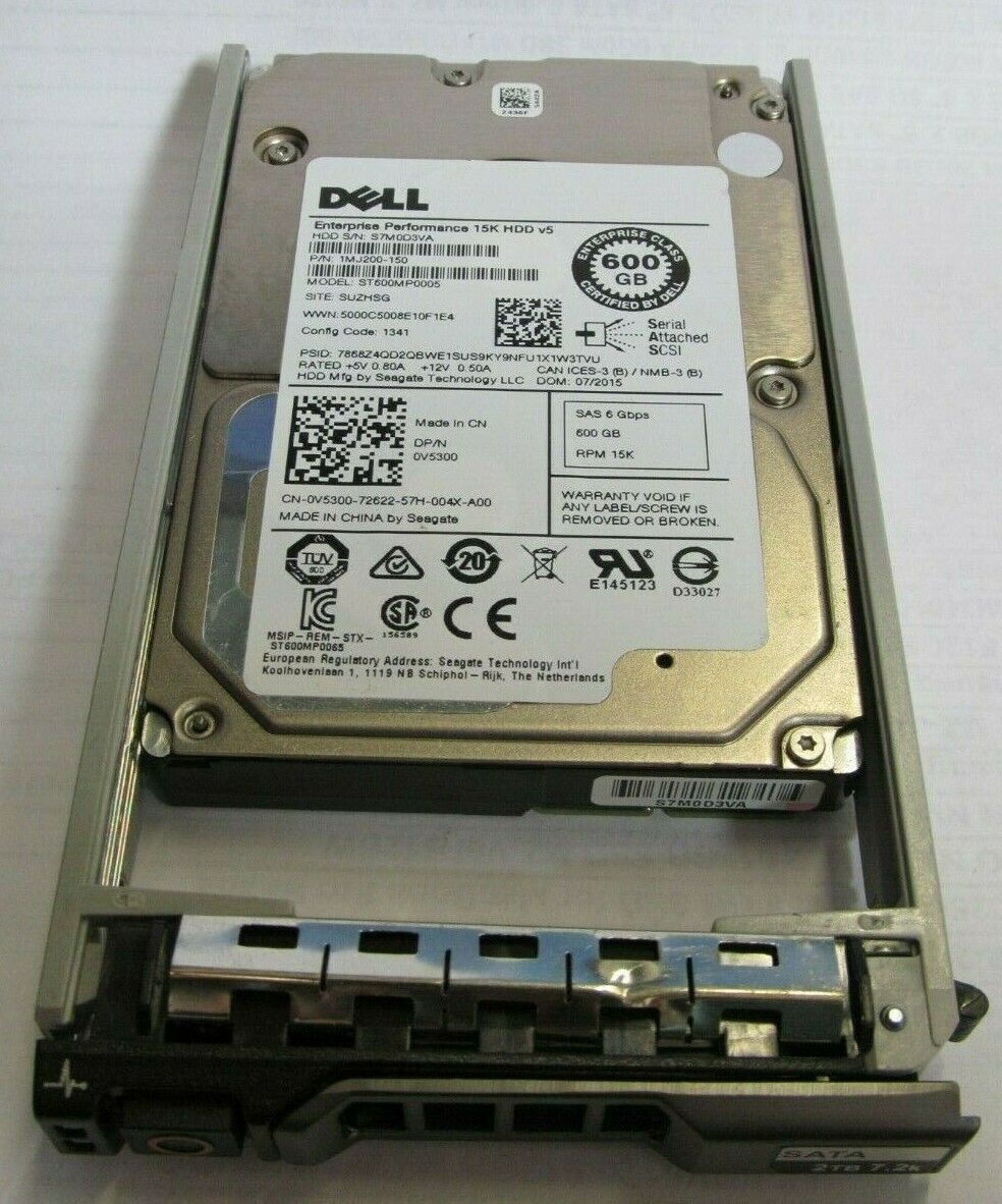 V5300 DELL SEAGATE 600GB 15K SAS 6Gb/s 2.5" HDD ST600MP0005 0V5300 Server 